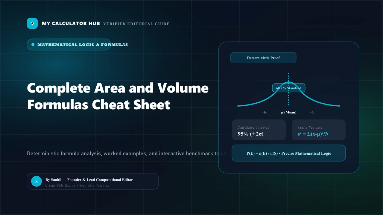 Complete Area and Volume Formulas Cheat Sheet for 2D & 3D Shapes